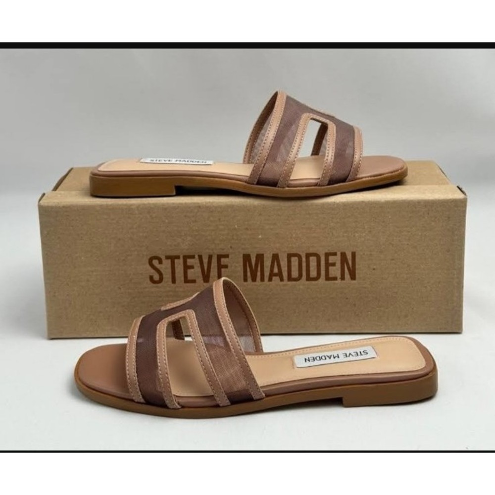 Steve Madden Classic Minimalist Coastal Vacation Women’s Brown Slide Sandals